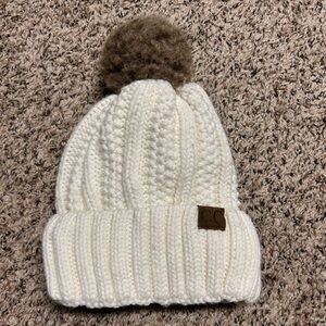 C.C White Pom Beanie